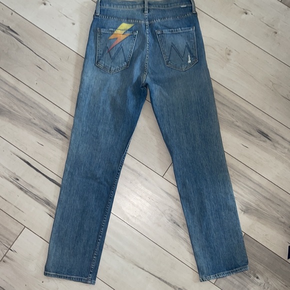 Mother Jeans The Tomcat Ankle Helter Skelter lightening bolt distressed jeans 27 - Picture 10 of 15